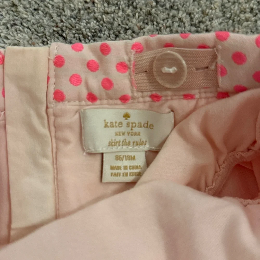 Kate Spade Toddler Hot Pink Polka Dot Skirt with Gold Bow Zipper 18 Months